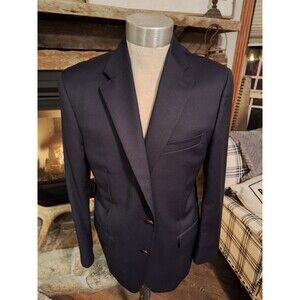 New PAUL FREDRICK Mens 42R Navy Metal Button Wool Blazer Sport Coat Suit Jacket‎